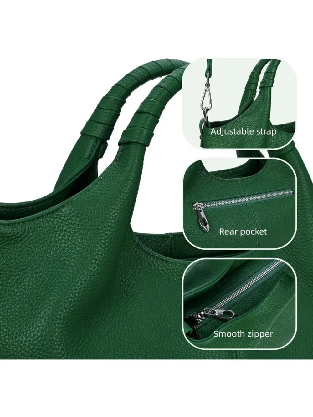 Women's Green Genuine Leather Shoulder Satchel Designer Crossbody Hobo Bags